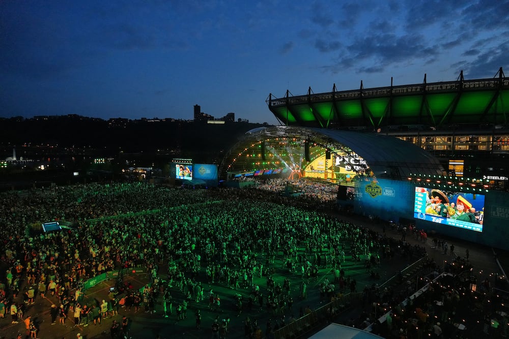 Fans watch during the second round of the NFL football draft, Friday, April 24, 2026, in Pittsburgh. (Jeff Roberson/AP)