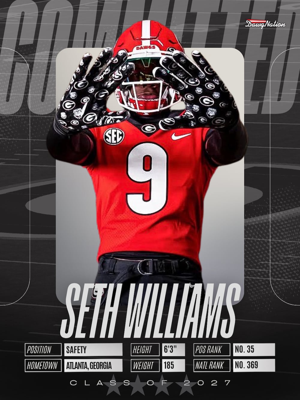 4-star Lakeside High School DB Seth Williams has committed to Georgia. He chose the Dawgs over strong interest in Clemson. (Cayce Dunn/DawgNation)
