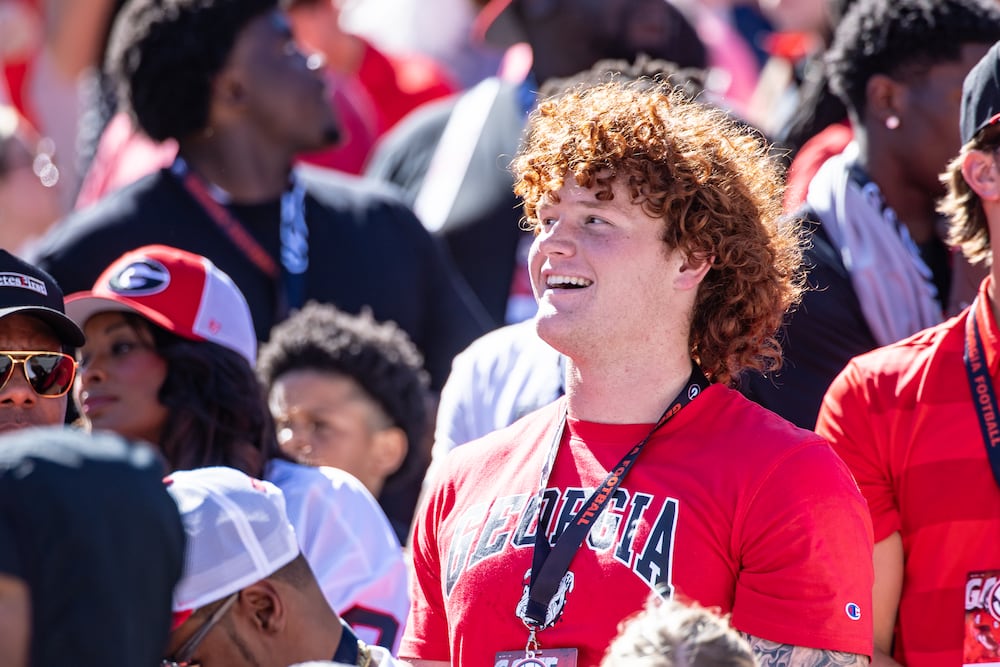 Five-star edge prospect Asher Ghioto, who grew up a huge UGA fan, attends the Georgia-Oklahoma game Saturday, Sept. 26, 2026, at Sanford Stadium in Athens. Ghioto is the nation's No. 1 edge and No. 5 overall prospect for his class, according to the 247Sports Composite. (Jeff Sentell/DawgNation)