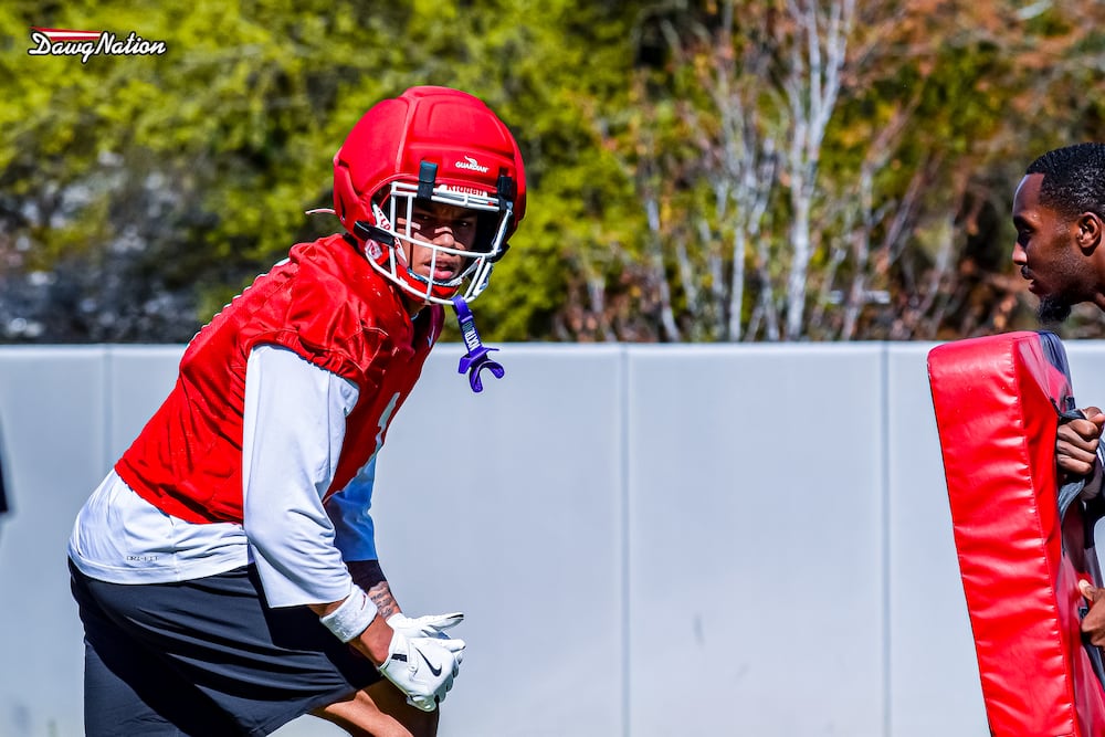Talyn Taylor takes part in the second day of spring practice on Thursday, March 19, 2026, in Athens. (DawgNation)