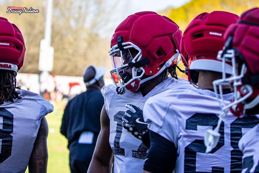 Amaris Williams takes part in spring practice in Athens on March 19. (Staff/DawgNation)
