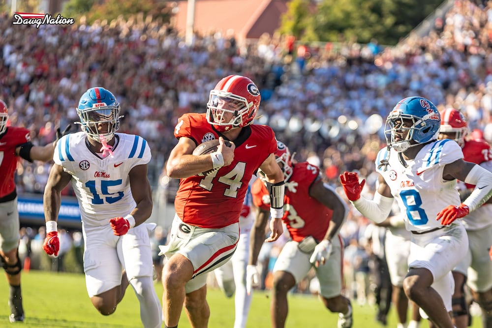 Georgia quarterback Gunner Stockton excelled in his first season as the starter for the Bulldogs. (Jeff Sentell/ DawgNation 2025)