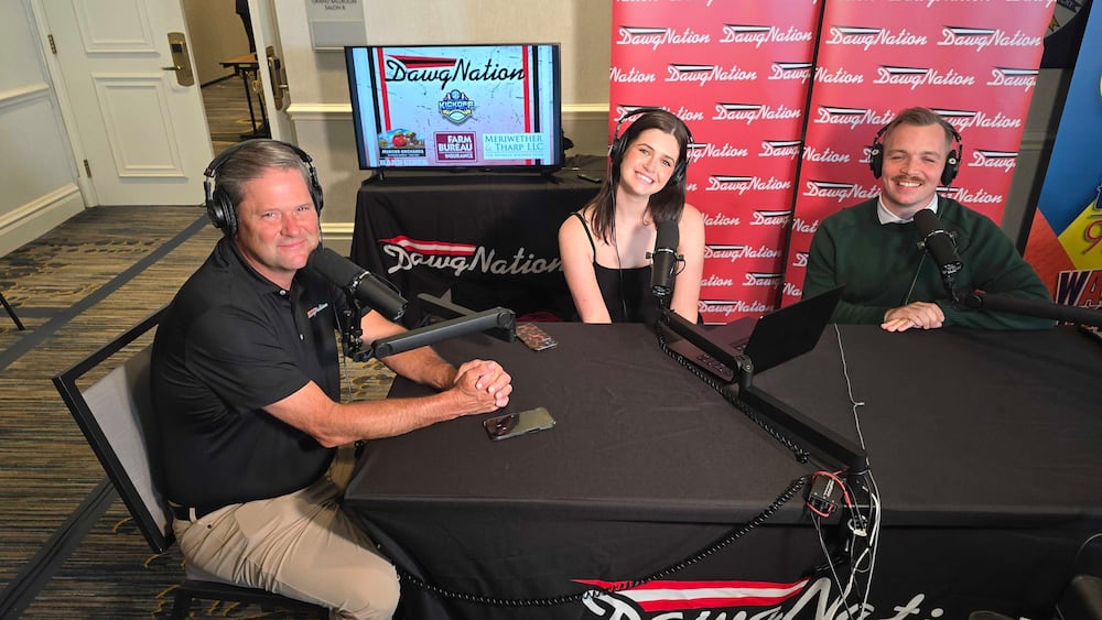 The DawgNation crew of Brandon Adams (from left), Kaylee Mansell and Connor Riley attend the 2026 SEC media days. (Cody Chaffins/DawgNation)