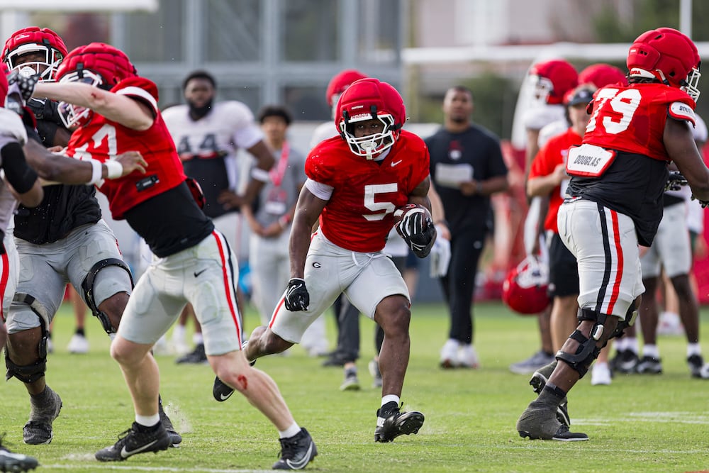 Georgia running back Chauncey Bowens (5) during Georgias practice session in Athens, Ga., on Thursday, March 26, 2026. (Jackson Collier/UGAAA)
