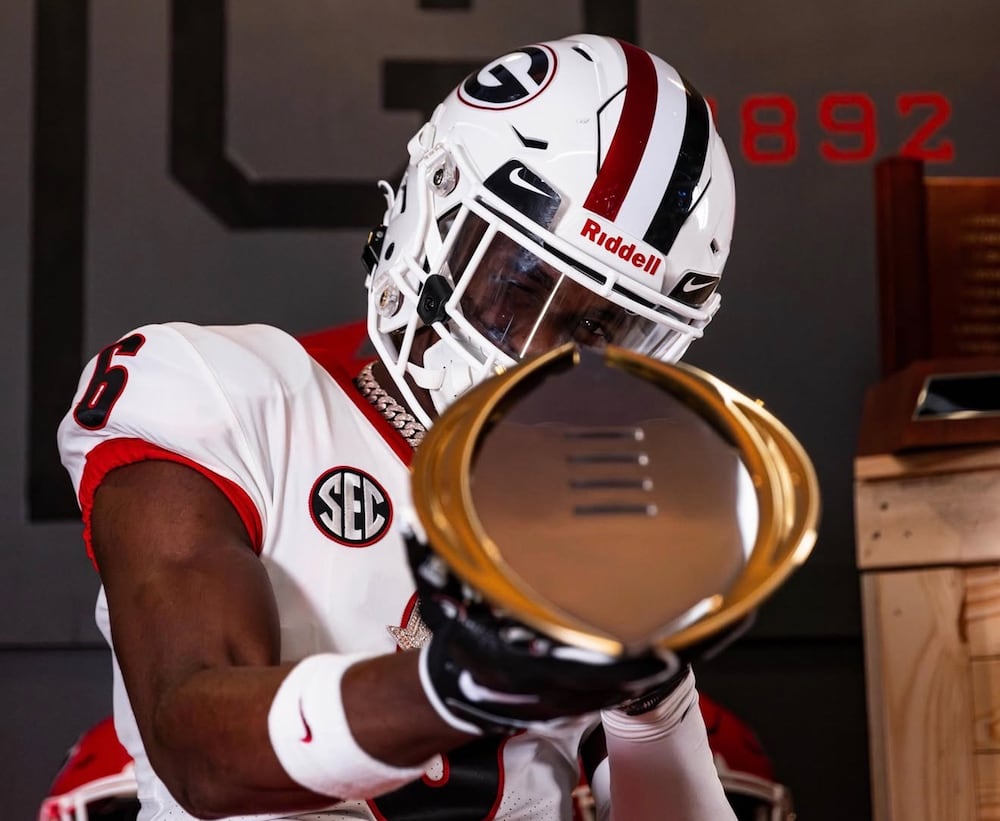 Four-star wide receiver Amare Patterson poses in the Georgia football uniform during his official visit last weekend in Athens. (Courtesy)