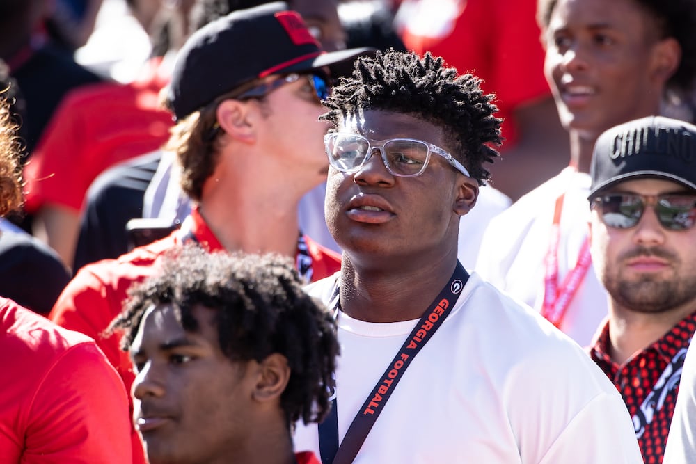 5-star Class of 2028 DL Kellan Hall returned to Athens on Saturday, Sept. 26, 2026, to see the Bulldogs face Oklahoma. Both programs are among his top schools. (Jeff Sentell/DawgNation)