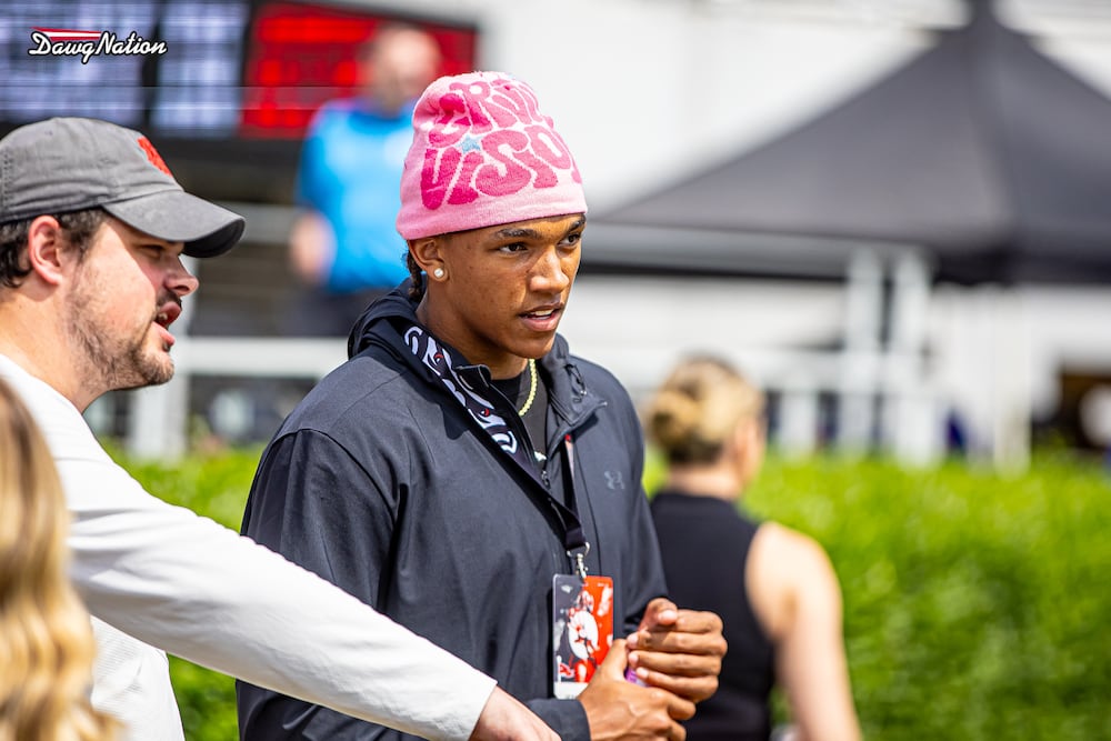 4-star TE Jaxon Dollar was at Sanford Stadium for G-Day to watch the annual spring scrimmage between the Red and Black teams on Saturday, April 18, 2026, in Athens, Georgia. (Jeff Sentell/ DawgNation)