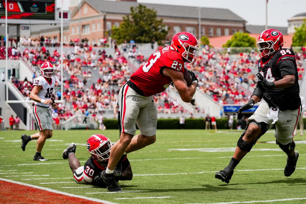 Georgia tight end Jaden Reddell (23) during Georgias annual G-Day spring game on Dooley Field at Sanford Stadium in Athens, Ga., on Saturday, April 18, 2026. (Tony Walsh/UGAAA)