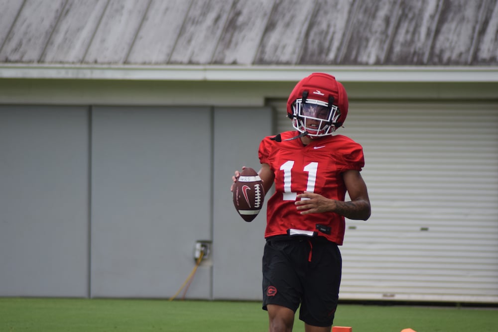 Georgia wide receiver Talyn Taylor gets some work in during a practice last summer.