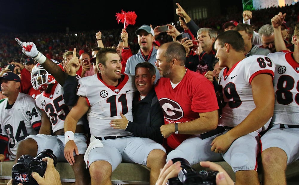 Quarterback Jake Fromm (11) was a fan favorite after Georgia beat Notre Dame in South Bend, Ind., on Saturday, Sept. 9, 2017. (Rob Saye/DawgNation)